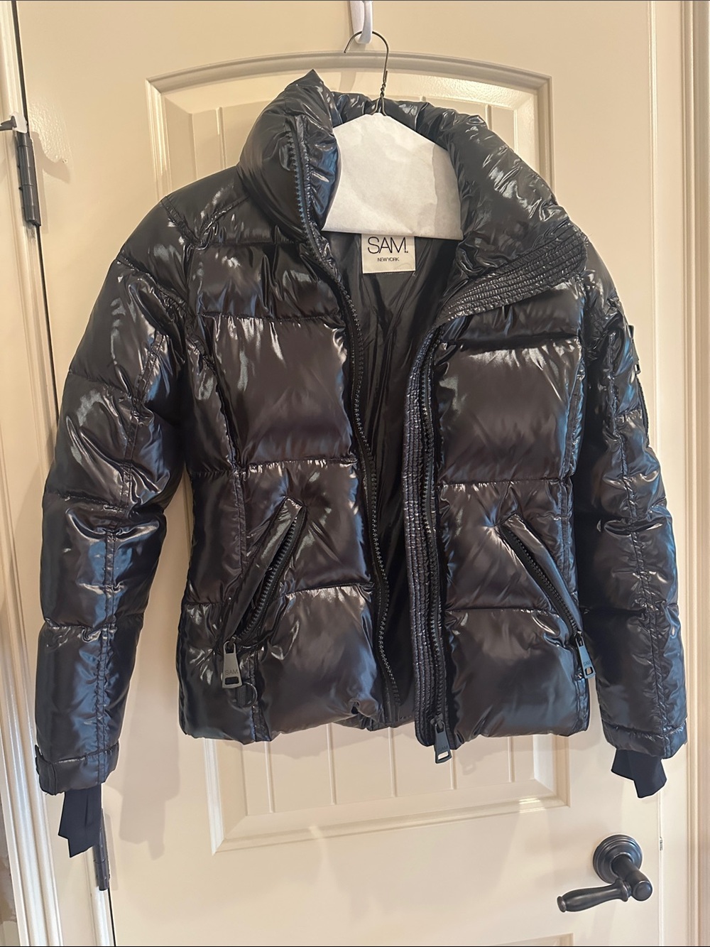 SM New York Women's Black Shiny Puffer Jacket ski jacket